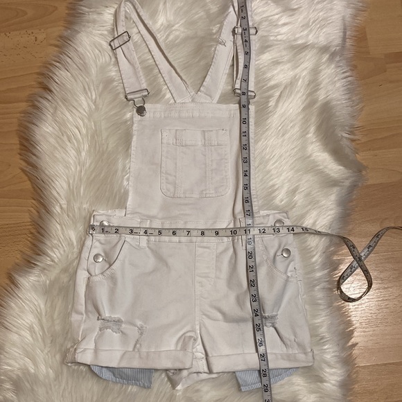 Wax jean basic denim shorts overall white distressed pockets size Small - Picture 6 of 6